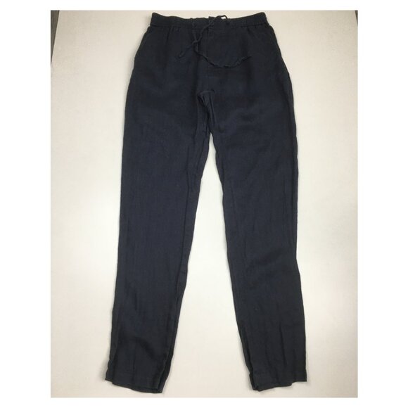 NOVU Dark Blue 100% Linen Drawstring Tapered Leg Soft Jogger Pant - Picture 1 of 10